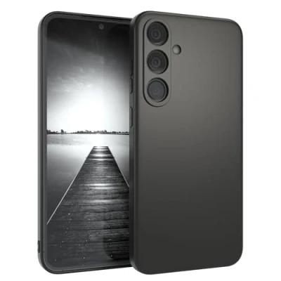 Immagine di EAZY CASE custodia in silicone con protezione per fotocamera compatibile Samsung Galaxy S24 Plus, colore nero opaco, ultra sottile, silicone, cover morbida, posteriore