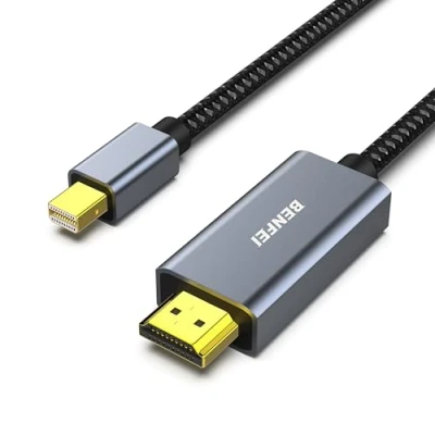 Immagine di BENFEI Cavo Mini DisplayPort a HDMI 1,8m 2 Confezioni [4K@30Hz, Scocca in Alluminio, Nylon Intrecciato], Compatibile con MacBook Air/Pro Microsoft Surface Pro/Dock Monitor Proiettore e Altro