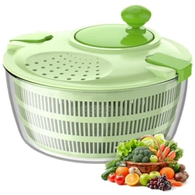 Immagine di Vihoom Centrifuga Insalata, Grande capacità 4,5L Asciuga Insalata Centrifuga, Kitchen Strizza con Ciotola e Cestino in Rete, Lava Rapidamente Verdure Frutta