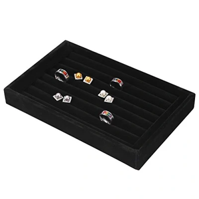 Immagine di Ring Display Tray, Vetrina 4Color porta Espositore per gioielli moda Slot di visualizzazione dell&#039;anello(nero)