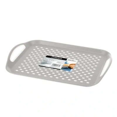 Immagine di Galicja Molly Party vassoio rettangolare per snack, cibo, biscotti, in plastica grande servire cibi e 45 x 32 4,5 cm, grigio