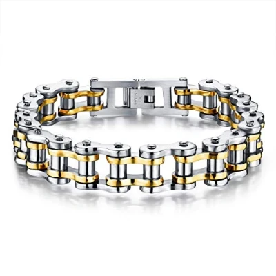 Immagine di ATEIELLI Bracciale da uomo in Acciaio inox moto catena colore argento B301, One Size, inossidabile