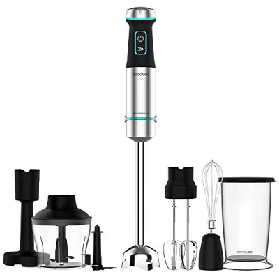 Immagine di Cecotec Frullatore A Immersione Power Titanblack 1200 XL Perfectcream&amp;Crush, W, Lame 4 Lame, Piedino XL, Cappa Antispruzzo, Include Tritatutto con Lama, Frusta e Schiacciapatate