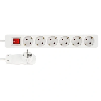 Immagine di REV 0012626114 EF Multipresa con interruttore 6 scomparti Bianco Schuko 1 pz.