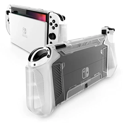 Immagine di Mumba Cover per Nintendo Switch OLED 2021 [Serie Blade] Grip TPU Custodia Protettiva Accessori Compatibile Con e Controller Joy (Trasparente)