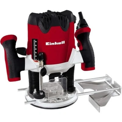 Immagine di Einhell TE RO 1255 E Fresatrice verticale (230 240 V, 1200 W, giri min. 11000 30000, prof. max 55 mm, fresa a profilo 30 pinza serraggio 6/8 incl. Guida parallela)
