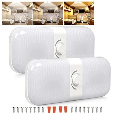 Immagine di Intckwan Plafoniera Led 12v Per Camper, Luci da Tetto Dimmerabili, Camper con Interruttore di Memoria, 120 Leds, 3 Colori, DC 12 24v Auto Camion Campeggio Caravan Barca(2 Pezzi)