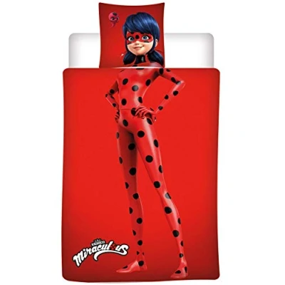 Immagine di AYMAX S.P.R.L. Ladybug Miraculous Parure da letto in flanella, copripiumino 140 x 200 cm + federa 65