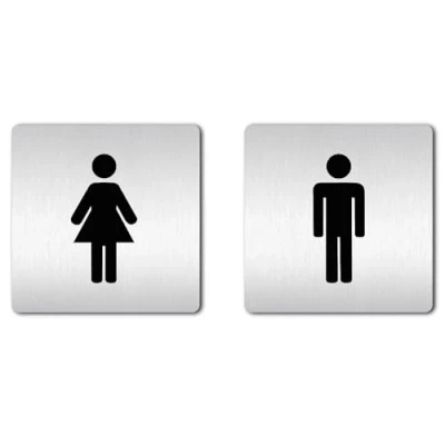 Immagine di Targhe per porte, 125 x mm, set WC donne + uomini. stabili realizzate in materiale di alluminio massiccio da 1,5 mm