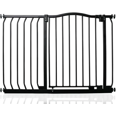 Immagine di Safetots Cancelletto di Sicurezza con Cima Curva, 98cm 107cm, Nero Opaco, Montaggio a Pressione per Scale, Bambini Porte, Corridoi e Spazi, Barriera