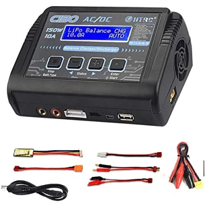 Immagine di YUNIQUE GREEN CLEAN POWER Caricabatteria Lipo RC C150 150W 10A Compatibile con Batterie Tello DJI, 7.4V 1200mAh, 3.7V 2000mAh Per Drone Radiofly Space Kondor, Nero