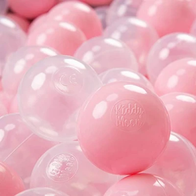Immagine di KiddyMoon 700 Palline/7Cm Palline Morbide Colorate per Piscina Bambini Fatto in EU, Rosa Chiaro/Trasparente