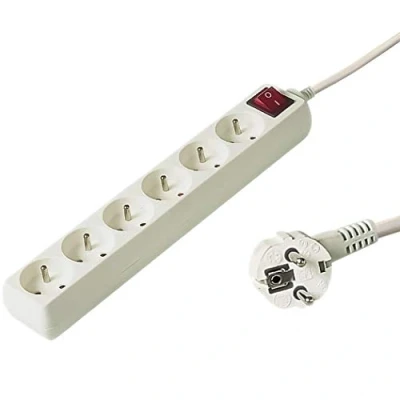 Immagine di PremiumCord Multipresa 230V, 6 Prese con Interruttore, Prolunga 230 V, Francesi Ruotate di 45, Presa Multipla Alta qualità Sicurezza Bambini, Bianco, 10m