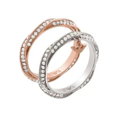 Immagine di Emporio Armani Set di anelli da donna in oro rosa e acciaio inossidabile bicolore, EGS3024SET8
