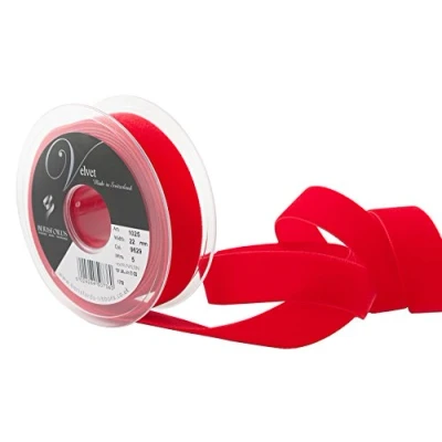 Immagine di Berisfords Nastro di velluto, rosso, 10,2 x 3 cm