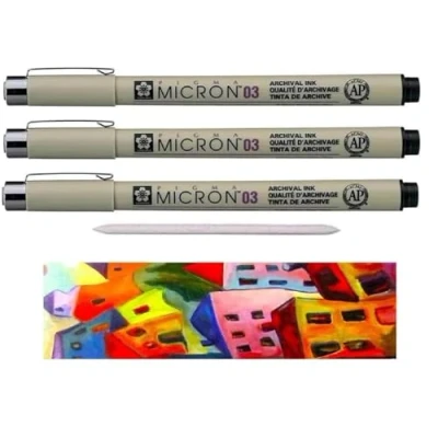Immagine di Sakura Pigma Micron 03 Nero. set 3 pezzi