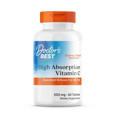 Immagine di Doctor&#039;s Best, Sustained Release Vitamin C con PureWay C, 60 Compresse vegane, Testate in Laboratorio, Senza Glutine, Soia, Vegetariane