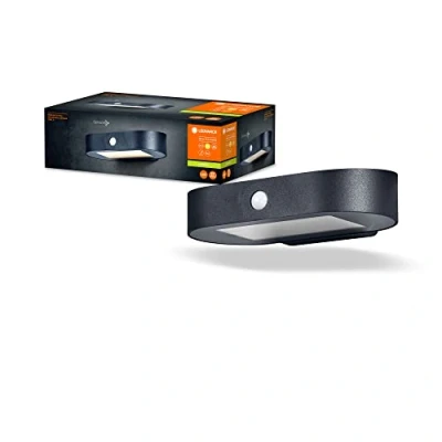 Immagine di LEDVANCE ENDURA Style Oval S applique solare piccola, luce bianca calda (3000K), sensore integrato, senza alimentazione, lunga durata batteria: 30 accensioni da 60 secondi in modalità PIR, IP44, nero