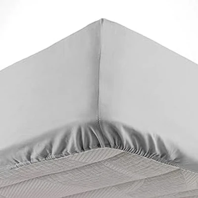 Immagine di Douceur d&#039;Intérieur, Lenzuolo con angoli elasticizzati (140 x 190 cm) Oscar Grigio Chiaro, Microfibra Tinta unita