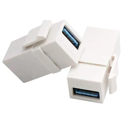 Immagine di AAOTOKK USB Keystone Adapter 3.0 a Jack Insert Femmina Adattatore di Trasmissione Dati per Pannello Uscita Piastra Muro (Bianco/2 Pezzi)