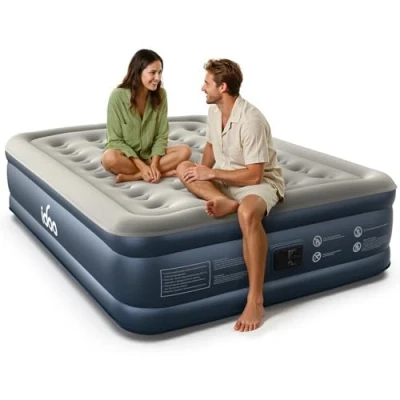 Immagine di iDOO Letti Gonfiabili,Letto ad Aria Gonfiabile con Pompa Integrata, Gonfiamento/Sgonfiamento Rapido Auto in 3 minuti,Superficie Superiore del Letto Confortevole,203 x152 x46cm, fino a 295Kg(Doppio)