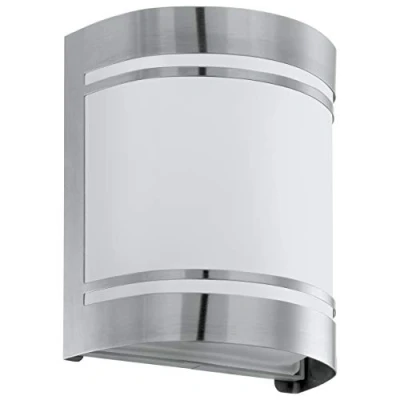 Immagine di Eglo Lampada da Parete per Esterni Cerno, 1 Luce, in Acciaio Inox, Argento, Bianco, Vetro Satinato, Attacco E27. IP44