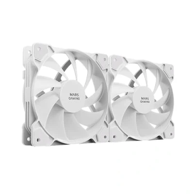 Immagine di MARSGAMING Mars Gaming MF PWMX2 Bianco, Kit 2 Ventole 120 mm, Ultra Silenzioso FDB 12dB, Sistema Antivibrazione, PWM