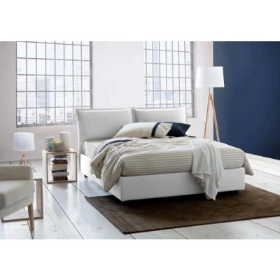 Immagine di Talamo Italia Letto Matrimoniale sfoderabile Contenitore Veronica Made in Italy Bianco con Materasso, Ferro Poliuretano Poliestere ingegneria Acrilonitrile butadiene stirene Legno, 160x190 cm