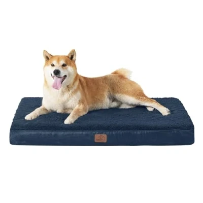 Immagine di Bedsure Cuscino per Cane Gande Materassino Cani Taglia Grande Interno Sfoderabile Lavabile 91x69x7,6 cm Blu