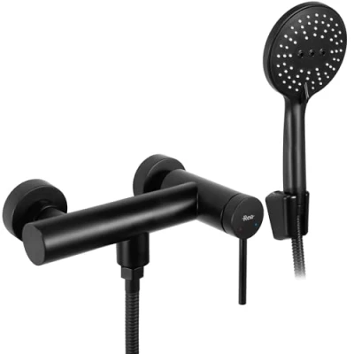 Immagine di Rea Rubinetto Doccia Clif Black Matt Miscelatore da Bagno in Ottone Monocomando Caldo e Freddo regolabile (nero opaco)