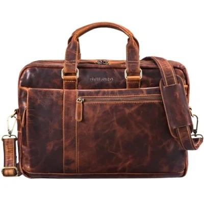 Immagine di STILORD &#039;Nico&#039; Borsa lavoro pelle da uomo a tracolla porta computer 15,6 pollici Portadocumenti per ufficio business università, Colore:kara cognac