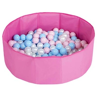 Immagine di SELONIS Piscina Pieghevole con 100 Palline Colorate, Rosa:Azzurro/Rosa Chiaro/Perla