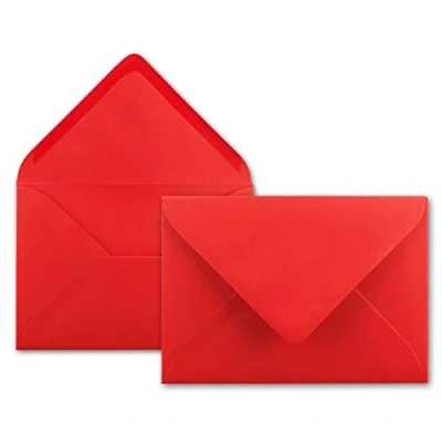 Immagine di Neuser Buste da lettere 80 g/m² in colori vivaci, formato B6, dimensioni 175 x 125 mm, chiusura adesiva inumidire 150 Umschläge Leuchtendrot