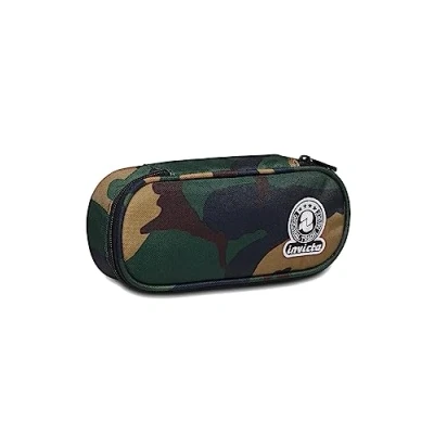 Immagine di Invicta Portapenne Scuola Round Plus, Verde Militare, GREEN CAMOUFLAGE, Bustina Ovale Mono Scomparto con Elastici Porta Penne e Taschina Interna, Accessori Zaino,