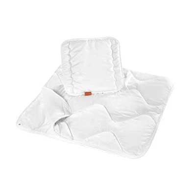 Immagine di sleepling 196278 baby set per lettino bimbo composto da piumino quattro stagioni tutto l&#039;anno 80 x cm e cuscino piatto 35 40 cm, 100% microfibra, anallergico, bianco