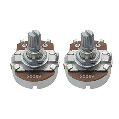 Immagine di IKN 2 pezzi Full Size A500K Potenziometro conico audio per il controllo del volume tono della chitarra con baionetta L15mm Albero diviso zigrinato corto