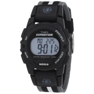 Immagine di Orologio Timex Expedition Digital CAT 33mm unisex Cassa nera con cinturino in tessuto a righe nere e grigie T49661