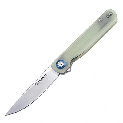 Immagine di HARNDS Wind Coltello Pieghevole Tascabile Lama in Acciaio Sandvik con Manico G10, Serramanico Integrato Cuscinetto a Sfere per Caccia, Campeggio, Sopravvivenza(Giada Verde)