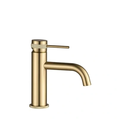 Immagine di Rea Rubinetto bagno Lavabo Lungo Grip Brush Gold low Miscelatore da in ottone monocomando caldo e freddo regolabile (Oro spazzolato)