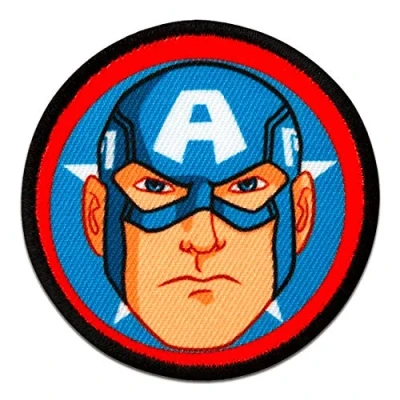 Immagine di Toppe termoadesive Avengers Captain America Button comico bambini blu 6cm Patch Toppa ricamate Applicazioni Ricamata da cucire adesive
