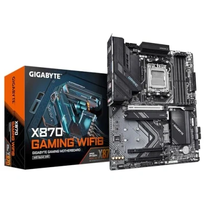 Immagine di GIGABYTE X870 GAMING WIFI6 Scheda Madre Supporta CPU AMD Ryzen 9000, VRM a 8+2+2 fasi, fino 8000MHz DDR5 (OC), 1x PCIe 5.0, Wi Fi 6, LAN 2.5GbE, USB 4