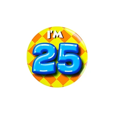 Immagine di PD Party 6014725 Compleanno Distintivo/Spillo Badge Celebrazione Festa I&#039;m 25, Multicolore, 5.5cm Lunghezza x Larghezza 0.5cm Altezza
