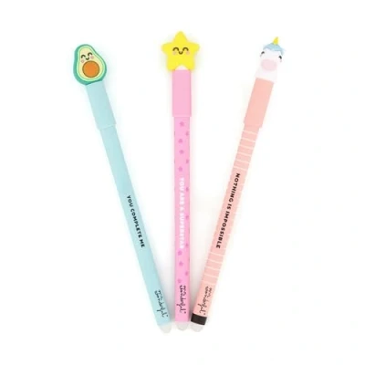 Immagine di Mr. Wonderful Set 3 Penne Bo Unicorn, Avocado, Star Penna cancellabile Niente è impossibile con inchiostro blu