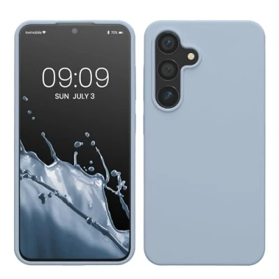 Immagine di kwmobile Cover per Samsung Galaxy S24 Custodia Back Case Caricatore Wireless Antiurto e Flessibile in Silicone TPU blu chiaro matt