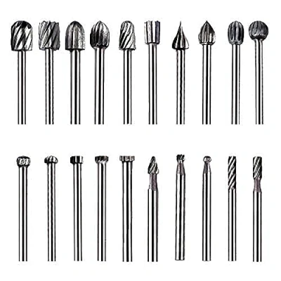 Immagine di ZFYQ Set di Punte da Trapano per Intaglio del Legno 20Pcs HSS Burr Rotanti Multi Forma Routing Router Bits Lavorazione Incisione Foratura Gambo 3mm