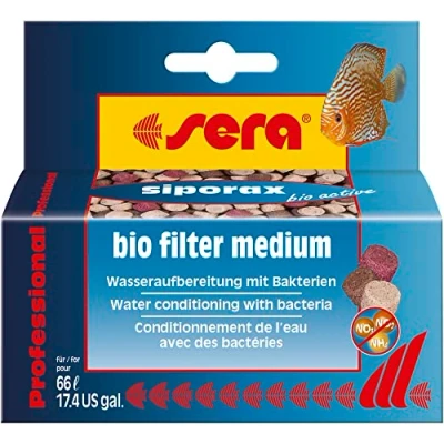 Immagine di sera siporax bio Active, Il Nuovo Trattamento dell&#039;Acqua Riduce, già Dopo 24 Ore, ammonio, nitriti e nitrati ed è Un Mezzo filtrante autopulente ad Alte Prestazioni (Forma di Tabella)