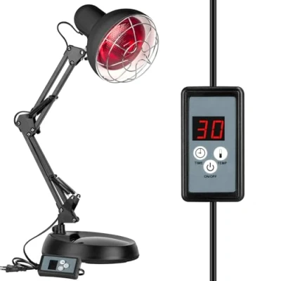 Immagine di Zrwuldu Lampada Infrarossi Riscaldante 100 Watt, Lampadine a Rossa Riscaldanti Luce per Dolore Con il timer, Temperatura