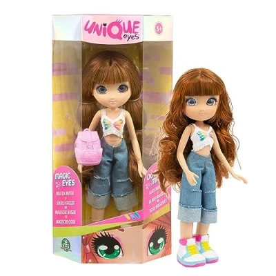 Immagine di Giochi Preziosi, Unique Eyes Bambola Fashion Doll Sofia, Bambina dai 3 Anni, le Uniche Bambole che ti Seguono con lo Sguardo, Accessori Moda e Zainetto Colorato