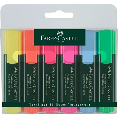 Immagine di Faber Castell Evidenziatore 48 REFILL ricaricabile, 6 colori, in astuccio; contenuto della confezione: colori