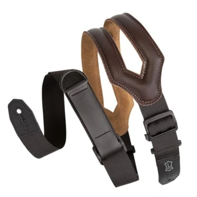 Immagine di Levy&#039;s MRHSS DBR Tracolla Per Chitarra Right Height Garment Leather Ergonomic 3&quot; Dark Brown